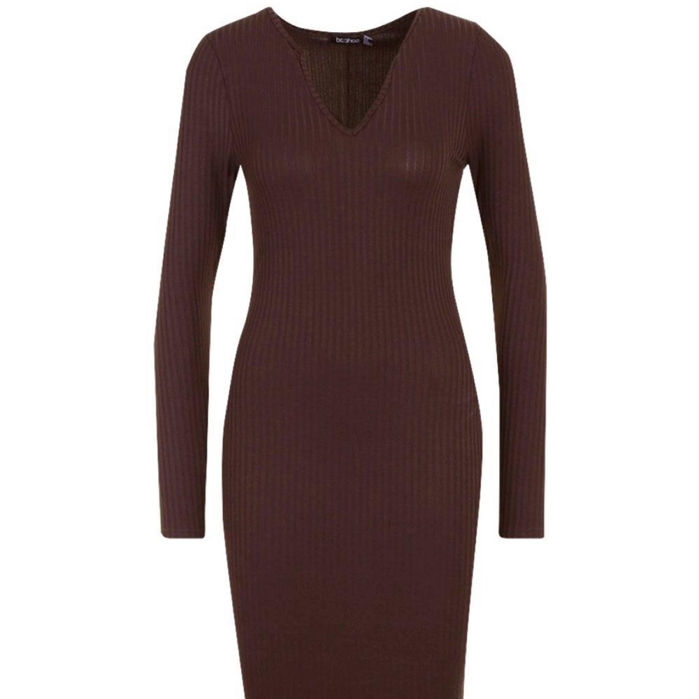 Brown ribbed dress